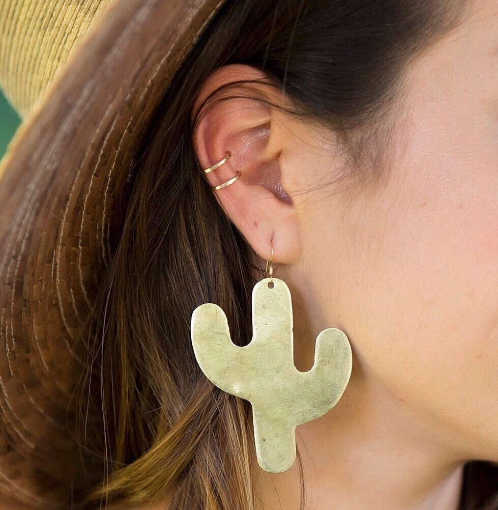 Cactus Ohrringe/Gold, Silber Statement - Große Kaktus Ohrring Kakteen Saftig Wüste Schmuck Cactus Ohrringe/Gold, Silber Statement - Große Kaktus Ohrring Kakteen Saftig Wüste Schmuck von KmichaelStyle
