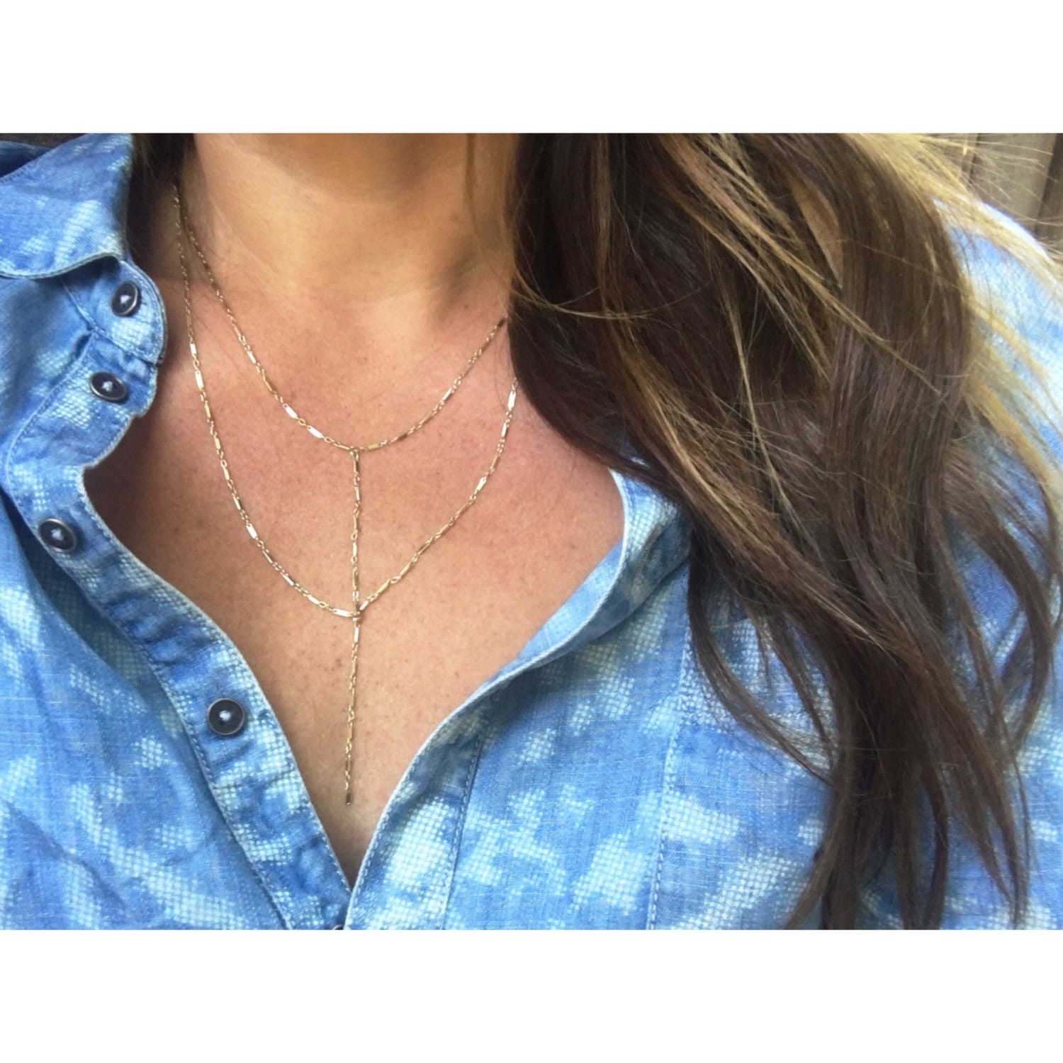 Layered Lariat Necklace/Zarte Kragen Halskette - Minimal Geschichtete Gold Gefüllt, Sterling Silber Hohe Qualität Layered Lariat Necklace/Zarte Kragen Halskette - Minimal Geschichtete Gold Gefüllt, Sterling Silber Hohe Qualität von KmichaelStyle