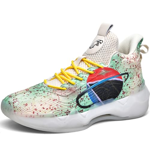 Kmrlofiy Basketballschuhe Herren Sportschuhe Stoßdämpfung rutschfeste Hohe Basketballschuhe Männer Leichte Atmungsaktive Turnschuhe Laufschuhe Freizeitschuhe Sneaker (Sneaker-16, 45EU) von Kmrlofiy