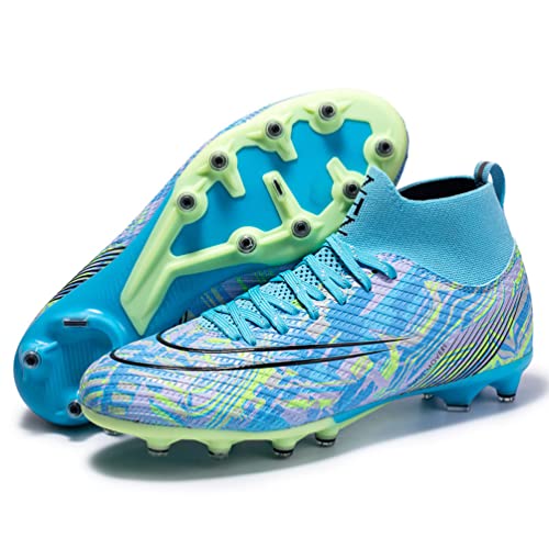 Kmrlofiy Fußballschuhe Herren High Top Spike Cleats Fussballschuhe Kinder Professionelle Outdoor Athletics Fußballschuhe Schnürsenkel Junge Trainingsschuhe Sportschuhe Wettkampf (34EU) von Kmrlofiy