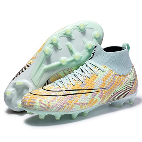 Kmrlofiy Fußballschuhe Herren High Top Spike Cleats Fussballschuhe Kinder Professionelle Outdoor Athletics Fußballschuhe Schnürsenkel Junge Trainingsschuhe Sportschuhe Wettkampf (34EU) von Kmrlofiy