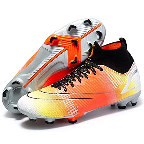 Kmrlofiy Fußballschuhe Herren High Top Spike Cleats Fussballschuhe Kinder Professionelle Outdoor Athletics Fußballschuhe Schnürsenkel Junge Trainingsschuhe Sportschuhe Wettkampf (34EU) von Kmrlofiy