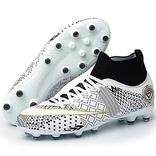 Kmrlofiy Fußballschuhe Herren High Top Spike Cleats Fussballschuhe Kinder Professionelle Outdoor Athletics Fußballschuhe Schnürsenkel Junge Trainingsschuhe Sportschuhe Wettkampf (34EU) von Kmrlofiy