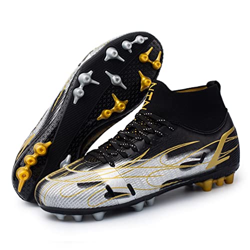 Kmrlofiy Fußballschuhe Herren High Top Spike Cleats Fussballschuhe Kinder Professionelle Outdoor Athletics Fußballschuhe Schnürsenkel Junge Trainingsschuhe Sportschuhe Wettkampf (34EU) von Kmrlofiy