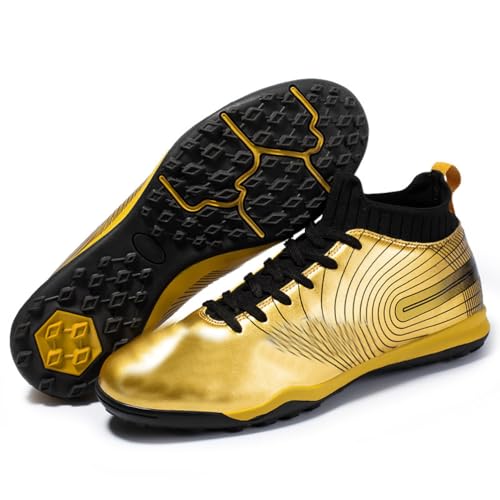 Kmrlofiy Fußballschuhe Herren High Top Spike Cleats Fussballschuhe Kinder Professionelle Outdoor Athletics Fußballschuhe Schnürsenkel Junge Trainingsschuhe Sportschuhe Wettkampf (5 RT, 32EU) von Kmrlofiy