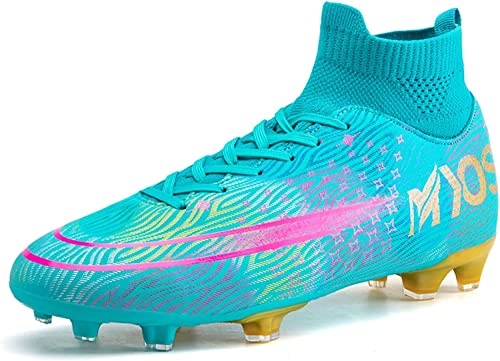 Kmrlofiy Fußballschuhe Herren High Top Spike Cleats Fussballschuhe Professionelle Outdoor Athletics Kinder Junge Fußballschuhe Wettkampf Schnürsenkel Trainingsschuhe Sportschuhe (35EU) von Kmrlofiy