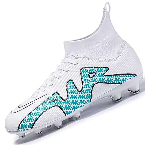 Kmrlofiy Fußballschuhe Herren High Top Spike Cleats Fussballschuhe Professionelle Outdoor Athletics Kinder Junge Fußballschuhe Wettkampf Schnürsenkel Trainingsschuhe Sportschuhe (4 XAM, 36EU) von Kmrlofiy