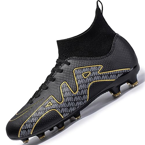 Kmrlofiy Fußballschuhe Herren High Top Spike Cleats Fussballschuhe Professionelle Outdoor Athletics Kinder Junge Fußballschuhe Wettkampf Schnürsenkel Trainingsschuhe Sportschuhe (5 XAM, 32EU) von Kmrlofiy