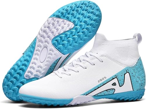 Kmrlofiy Fußballschuhe Herren Junge High Top Spike Microfaser Cleats Professionelle Fussballschuhe Outdoor Athletics Trainingsschuhe Wettkampf (AG-M2, 37EU) von Kmrlofiy