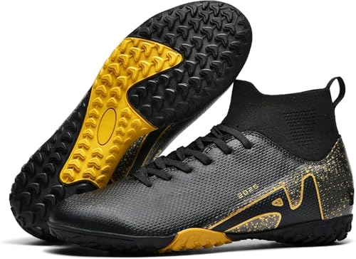 Kmrlofiy Fußballschuhe Herren Junge High Top Spike Microfaser Cleats Professionelle Fussballschuhe Outdoor Athletics Trainingsschuhe Wettkampf (AG-M3, 32EU) von Kmrlofiy