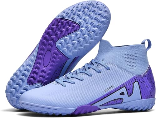 Kmrlofiy Fußballschuhe Herren Junge High Top Spike Microfaser Cleats Professionelle Fussballschuhe Outdoor Athletics Trainingsschuhe Wettkampf (AG-M4, 42EU) von Kmrlofiy