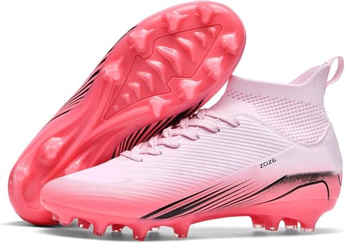 Kmrlofiy Fußballschuhe Herren Junge High Top Spike Microfaser Cleats Professionelle Fussballschuhe Outdoor Athletics Trainingsschuhe Wettkampf (AMG-J1, 38EU) von Kmrlofiy