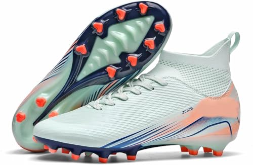 Kmrlofiy Fußballschuhe Herren Junge High Top Spike Microfaser Cleats Professionelle Fussballschuhe Outdoor Athletics Trainingsschuhe Wettkampf (AMG-J4, 34EU) von Kmrlofiy