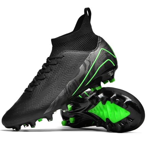 Kmrlofiy Fußballschuhe Herren Junge High Top Spike Microfaser Cleats Professionelle Fussballschuhe Outdoor Athletics Trainingsschuhe Wettkampf (AMG-J7, 36EU) von Kmrlofiy