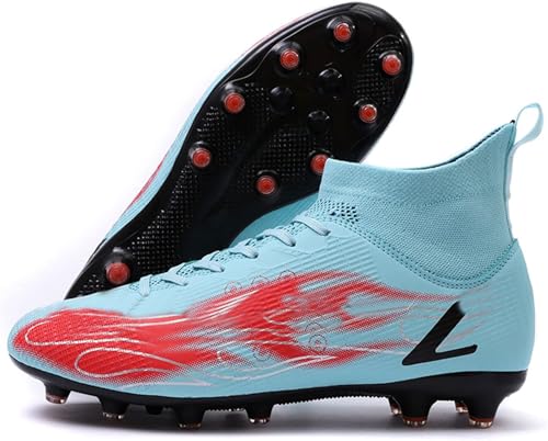 Kmrlofiy Fußballschuhe Herren High Top Spike Cleats Professionelle Fußballschuhe Outdoor Athletics Junge Fussballschuhe Schnürsenkel Trainingsschuhe Sportschuhe Wettkampf (Gelb Grün, 35EU) von Kmrlofiy