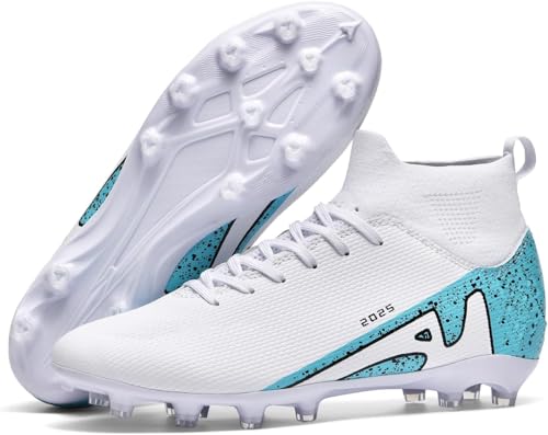 Kmrlofiy Fußballschuhe Herren Junge High Top Spike Microfaser Cleats Professionelle Fussballschuhe Outdoor Athletics Trainingsschuhe Wettkampf (KBA-K21, 34EU) von Kmrlofiy