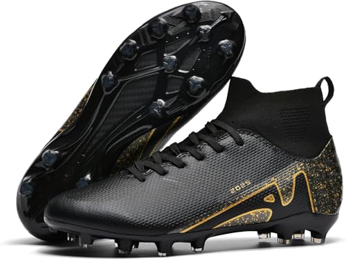 Kmrlofiy Fußballschuhe Herren Junge High Top Spike Microfaser Cleats Professionelle Fussballschuhe Outdoor Athletics Trainingsschuhe Wettkampf (KBA-K22, 43EU) von Kmrlofiy