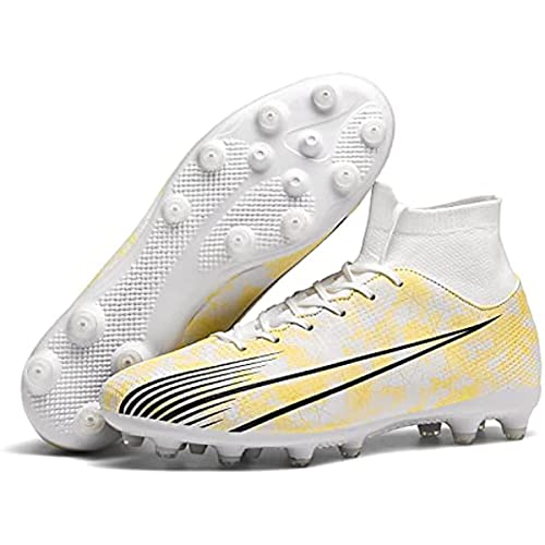 Kmrlofiy Fußballschuhe Herren Professionelle Fußballschuhe High Top Spike Cleats Fussballschuhe Outdoor Sport Athletics Herren Junge Sportschuhe Schnürsenkel Trainingsschuhe (19 RT, 46EU) von Kmrlofiy