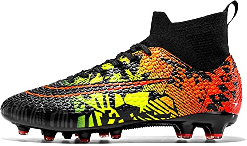 Kmrlofiy Fußballschuhe Herren Professionelle Fußballschuhe High Top Spike Cleats Fussballschuhe Outdoor Sport Athletics Herren Junge Sportschuhe Schnürsenkel Trainingsschuhe (32 RT, 40EU) von Kmrlofiy