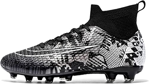 Kmrlofiy Fußballschuhe Herren Professionelle Fußballschuhe High Top Spike Cleats Fussballschuhe Outdoor Sport Athletics Herren Junge Sportschuhe Schnürsenkel Trainingsschuhe (33 RT, 40EU) von Kmrlofiy