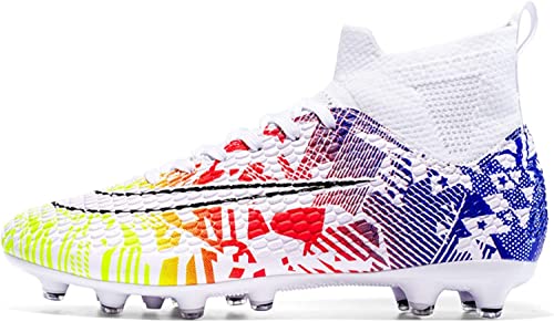 Kmrlofiy Fußballschuhe Herren Professionelle Fußballschuhe High Top Spike Cleats Fussballschuhe Outdoor Sport Athletics Herren Junge Sportschuhe Schnürsenkel Trainingsschuhe (34 RT, 36EU) von Kmrlofiy