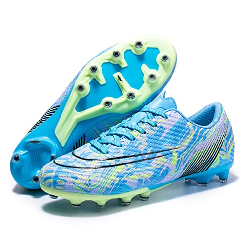 Kmrlofiy Herren Fußballschuhe Stollen Spikes Cleats Professionelle Fussballschuhe Jugen Trainingsschuhe Outdoor Athletics Fußballschuhe Sportschuhe Jugendliche Football Schuhe (Blau 3X, 40) von Kmrlofiy