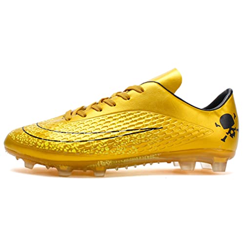 Kmrlofiy Herren Fußballschuhe Stollen Spikes Cleats Professionelle Fussballschuhe Jugen Trainingsschuhe Outdoor Athletics Fußballschuhe Sportschuhe Jugendliche Football Schuhe (Gold, 35) von Kmrlofiy