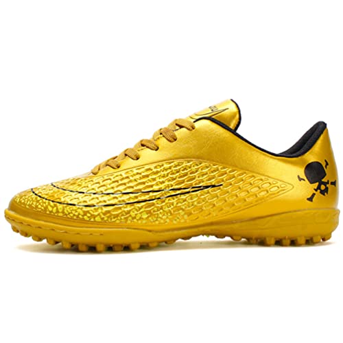 Kmrlofiy Herren Fußballschuhe Stollen Spikes Cleats Professionelle Fussballschuhe Jugen Trainingsschuhe Outdoor Athletics Fußballschuhe Sportschuhe Jugendliche Football Schuhe (Gold 2X, 37) von Kmrlofiy