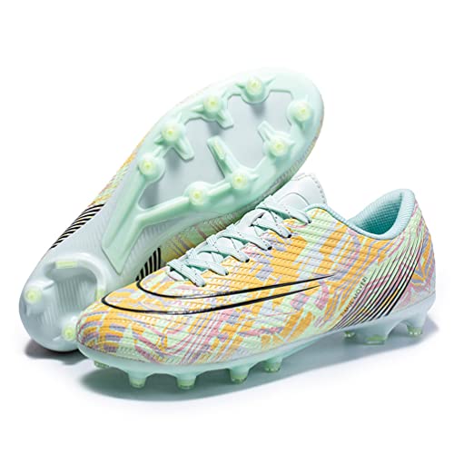 Kmrlofiy Herren Fußballschuhe Stollen Spikes Cleats Professionelle Fussballschuhe Jugen Trainingsschuhe Outdoor Athletics Fußballschuhe Sportschuhe Jugendliche Football Schuhe (Grün 2X, 39) von Kmrlofiy