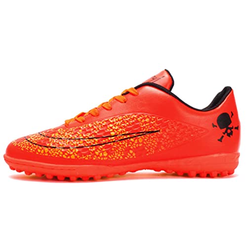 Kmrlofiy Herren Fußballschuhe Stollen Spikes Cleats Professionelle Fussballschuhe Jugen Trainingsschuhe Outdoor Athletics Fußballschuhe Sportschuhe Jugendliche Football Schuhe (Orange 2X, 43) von Kmrlofiy