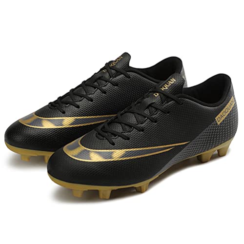 Kmrlofiy Herren Fußballschuhe Stollen Spikes Cleats Professionelle Fussballschuhe Jugen Trainingsschuhe Outdoor Athletics Fußballschuhe Sportschuhe Jugendliche Football Schuhe (Schwarz 2X, 47) von Kmrlofiy