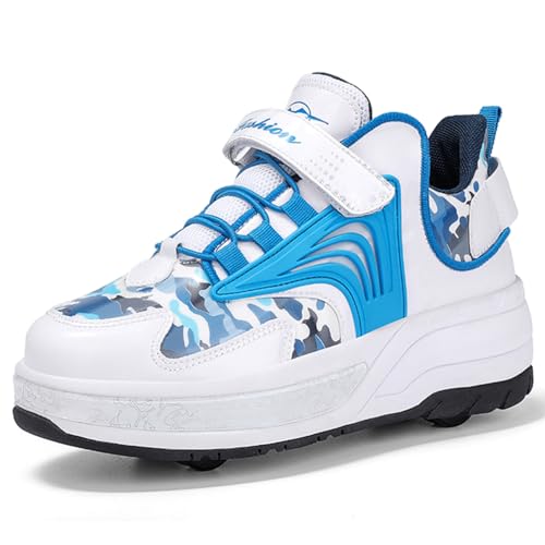 Kmrlofiy Schuhe mit Rollen für Jungen Mädchen Skateboardschuhe für Jungen Sportschuhe Outdoorschuhe Rollschuhe Kinder 2-in-1-Multifunktionsrollschuhe Sneakers (KBD-P6, 41EU) von Kmrlofiy