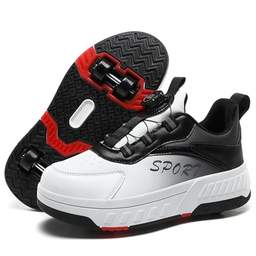 Kmrlofiy Schuhe mit Rollen für Jungen Mädchen Skateboardschuhe für Jungen Sportschuhe Outdoorschuhe Rollschuhe Kinder 2-in-1-Multifunktionsrollschuhe Sneakers (KBD-P8, 37EU) von Kmrlofiy