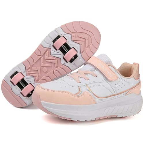Kmrlofiy Schuhe mit Rollen für Mädchen Jungen Skateboardschuhe Roller Schuhe Turnschuhe Outdoorschuhe Rollschuhe Kinder 2-in-1-Multifunktionsrollschuhe Sneakers mit Rollen (Roll-S9, 32EU) von Kmrlofiy
