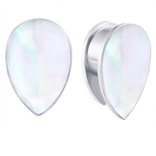 KnBoB 1 Paar Ohr Tunnel Plug 22MM Edelstahl Silber Tropfen Flesh Tunnel Piercing Expander Damen Herren Ear Tunnel KnBoB 1 Paar Ohr Tunnel Plug 22MM Edelstahl Silber Tropfen Flesh Tunnel Piercing Expander Damen Herren Ear Tunnel von KnBoB