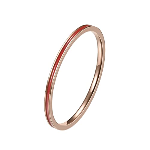 KnBoB 1.2MM Damenring Hochzeit, Rot Stapelbar Dünn Ring Edelstahl Partnerringe Eheringe Verlobungsringe Größe 57 (18.1) von KnBoB