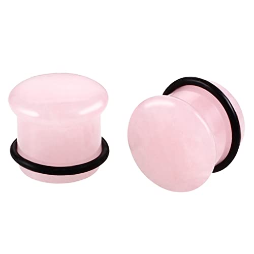 KnBoB 14MM Ear Tunnel, 2 Stück Stein Rosa Stein Flesh Tunnel für Herren Damen Ohr Tunnel von KnBoB