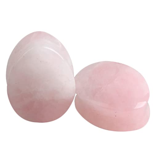 KnBoB 14MM Tunnel Plugs, 2 Stück Stein Rosa Stein Tropfenform Flesh Tunnel für Herren Damen Ohr Tunnel von KnBoB