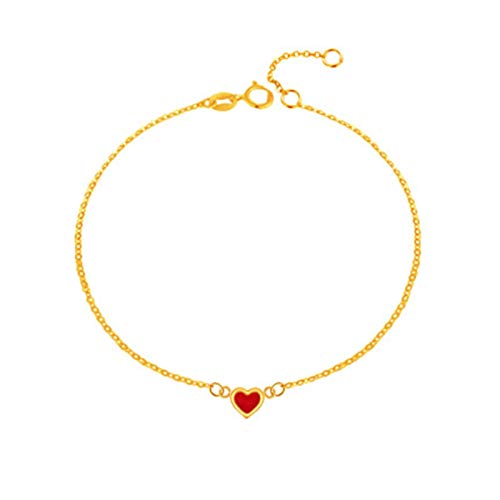 KnBoB 18K Gelbgold Fußkette für Frauen Herz Knöchel Armband 24CM von KnBoB