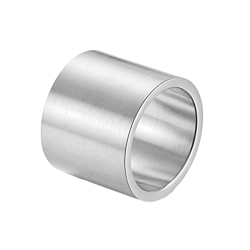 KnBoB 19MM Edelstahl Ringe Schmuck, Silber Breit Gebürstet Ringe Verlobungsringe für Herren Größe 72 (22.9) von KnBoB