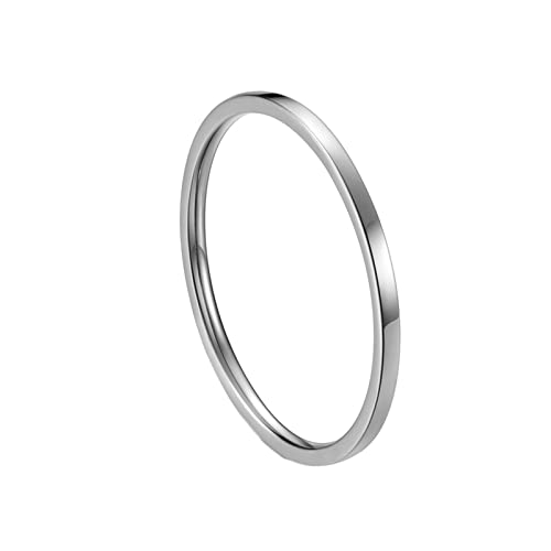 KnBoB 1MM Verlobungsring für Damen, Silber Dünn Stapelbar Ring Edelstahl Verlobungsring Modern Größe 54 (17.2) von KnBoB