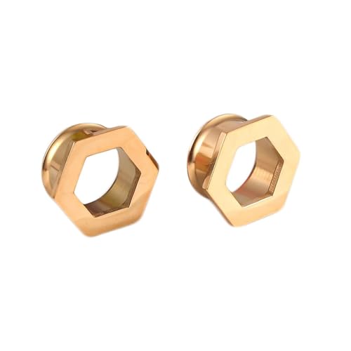 KnBoB 2 Stück Tunnel Ohr 25MM Edelstahl Gold Hohl Sechseck Flesh Tunnel Piercing Expander Herren Damen Ear Tunnel KnBoB 2 Stück Tunnel Ohr 25MM Edelstahl Gold Hohl Sechseck Flesh Tunnel Piercing Expander Herren Damen Ear Tunnel von KnBoB