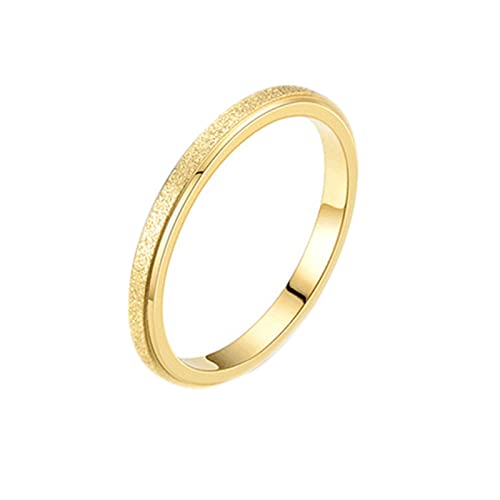 KnBoB 2MM Ring Schlicht Damen, Gold Matt Edelstahl Trauringe Schlicht für Herren Größe 65 (20.7) von KnBoB