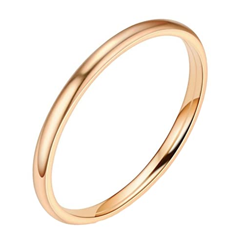 KnBoB 2MM Trauring Damen, Rosegold Dünn Stapelbar Ring Edelstahl Ringe Verlobung Größe 65 (20.7) von KnBoB