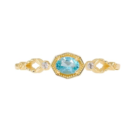 KnBoB 375 Gold Ring für Damen, Topas Retro Echtschmuck Edelstein Verlobungsringe Eheringe Schmuck Größe 60 (19.1) von KnBoB