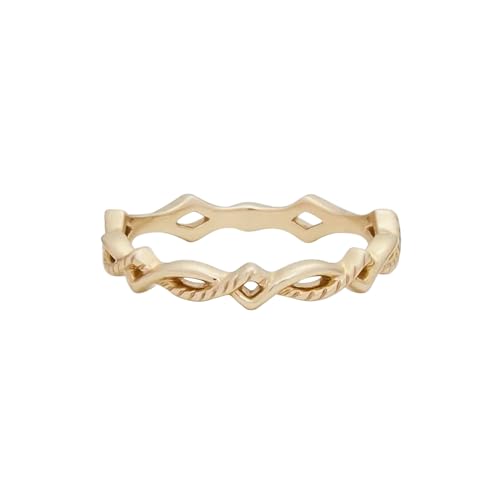 KnBoB 375 Gold Ring für Damen, Vintage Hohl Gedreht Unendlich Echt Gold Eheringe Verlobungsringe Schmuck Größe 53 (16.9) von KnBoB