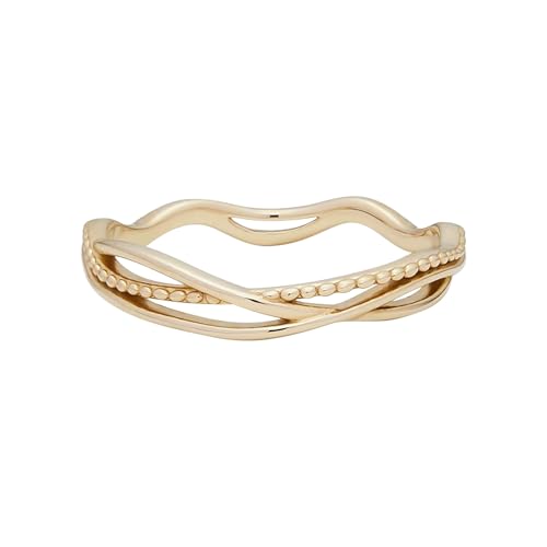 KnBoB 375 Gold Ring für Damen, Welle Echt Gold Verlobungsring Eheringe Verlobung Schmuck Größe 61 (19.4) von KnBoB