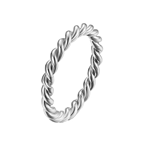 KnBoB 3MM Hochzeitsringe Damen, Silber Spiral Gedreht Ring Edelstahl Verlobungsring und Ehering Größe 60 (19.1) von KnBoB