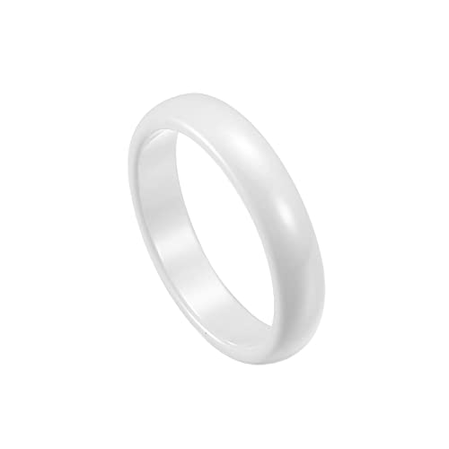 KnBoB 4MM Keramik Ring Damen, Weiß Schlicht Hochzeitsringe Trauringe Eheringe Größe 57 (18.1) von KnBoB