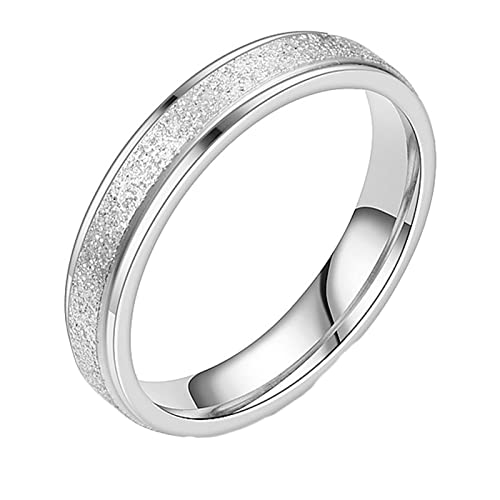 KnBoB 4MM Ringe Frauen Modeschmuck, Silber Matt Stapelbar Ring Edelstahl Ringe Trauringe für Damen Herren Größe 52 (16.6) von KnBoB